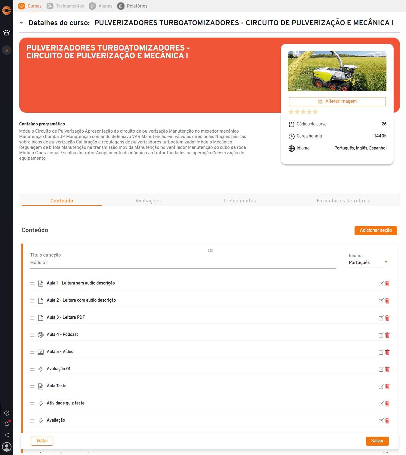 Jacto connect - Módulo de cursos